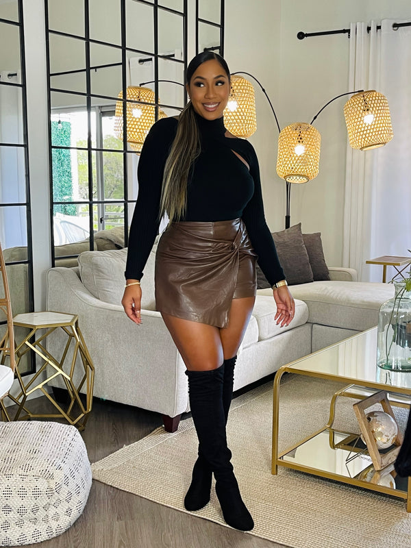 Gracie Faux Leather Skort