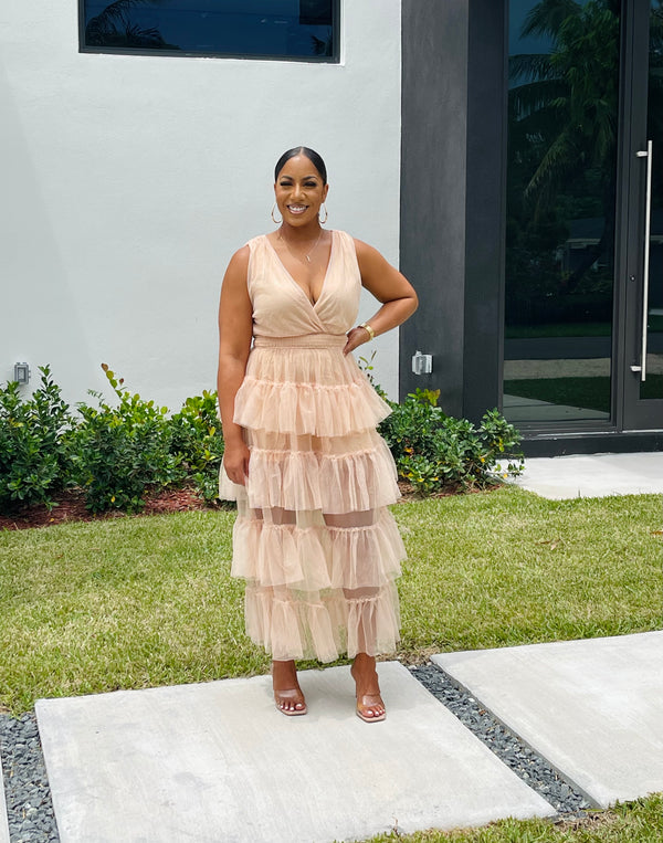 It’s a Celebration Beige Tulle Dress